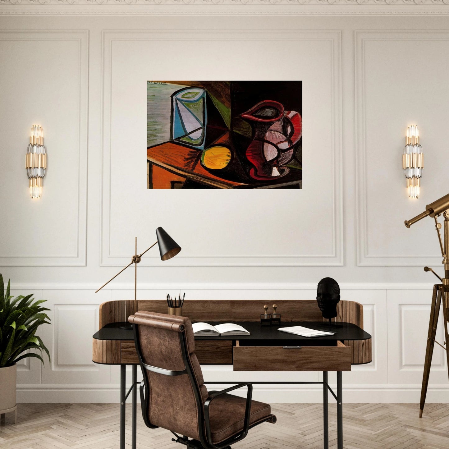 Glass and pitcher - Pablo Picasso Brushed Aluminum Print - 70x100 cm / 28x40 inches | Pablo Picasso Aluminum Print | Pablo Picasso Prints