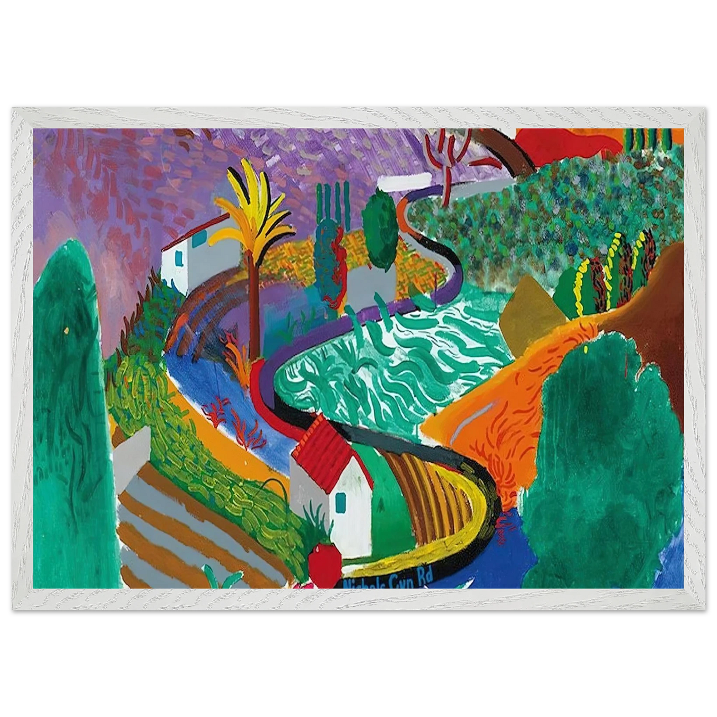 David Hockney - David Hockney Wall art - A3 (29.7 x 42  cm) - Premium Wooden Framed Poster With Fine Art Paper-canvas - White frame