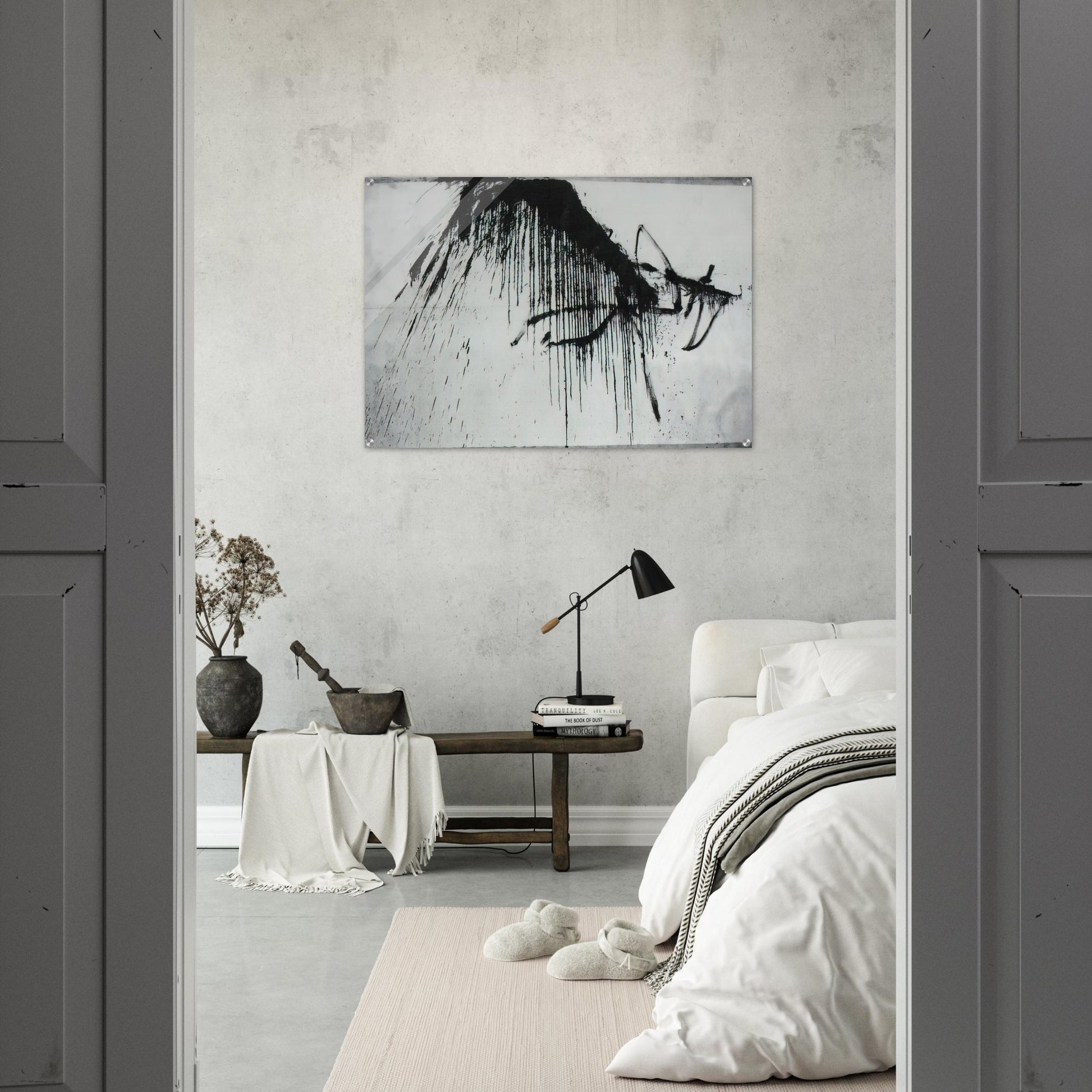 NIGHT IN THE HOTEL ABSTRACT IN BLACK AND WHITE - Salvador Dali Acrylic Print - 70x100 cm / 28x40″ inches