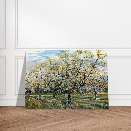 Orchard with Blossoming Plum Trees - Vincent van Gogh Brushed Aluminum Print - 70x100 cm / 28x40 inches | Vincent van Gogh Aluminum Print | Vincent van Gogh Prints