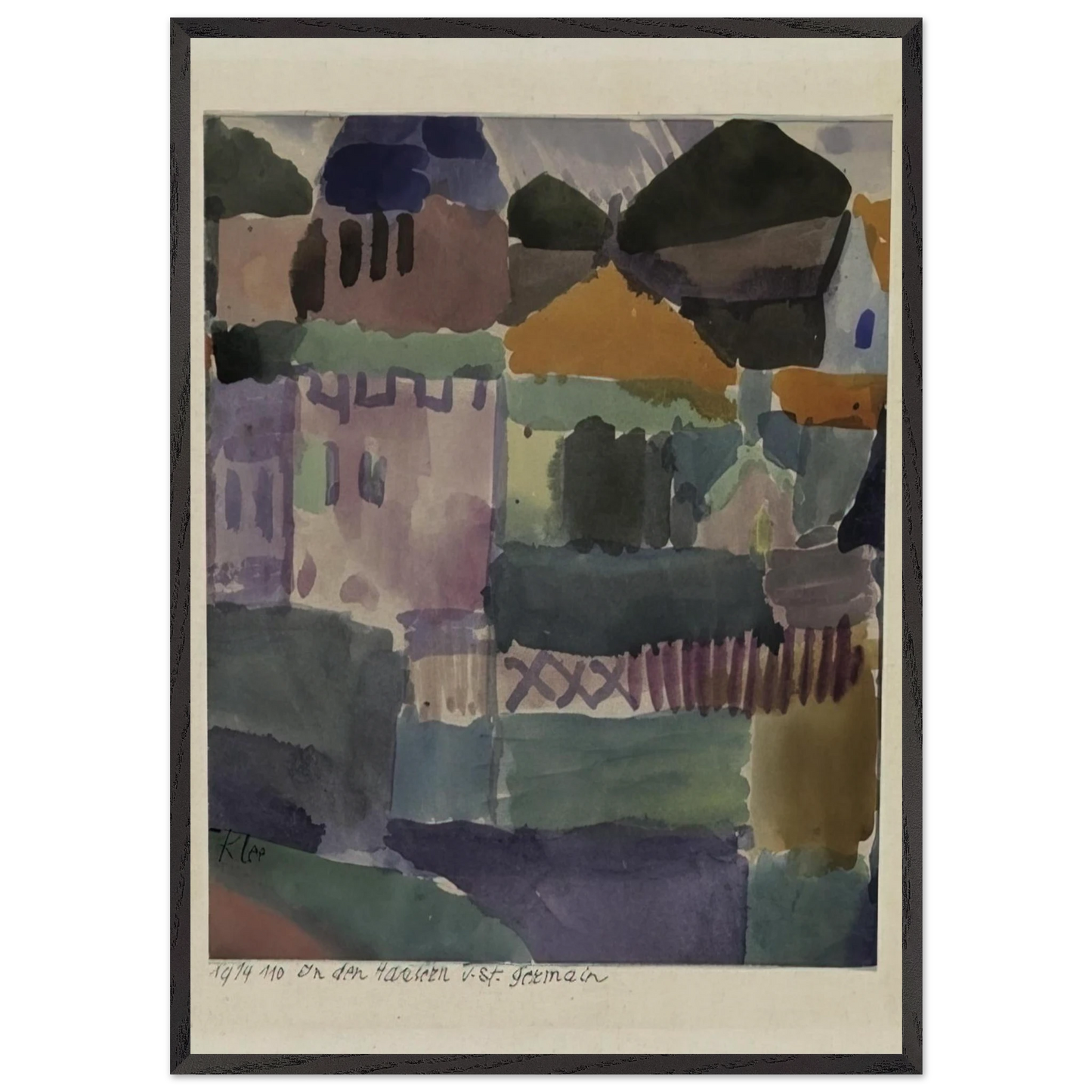 IN THE HOUSES OF ST GERMAIN 1914 - Paul Klee 70x100 cm / 28x40 inches Framed Art Print – Black Wooden Frame