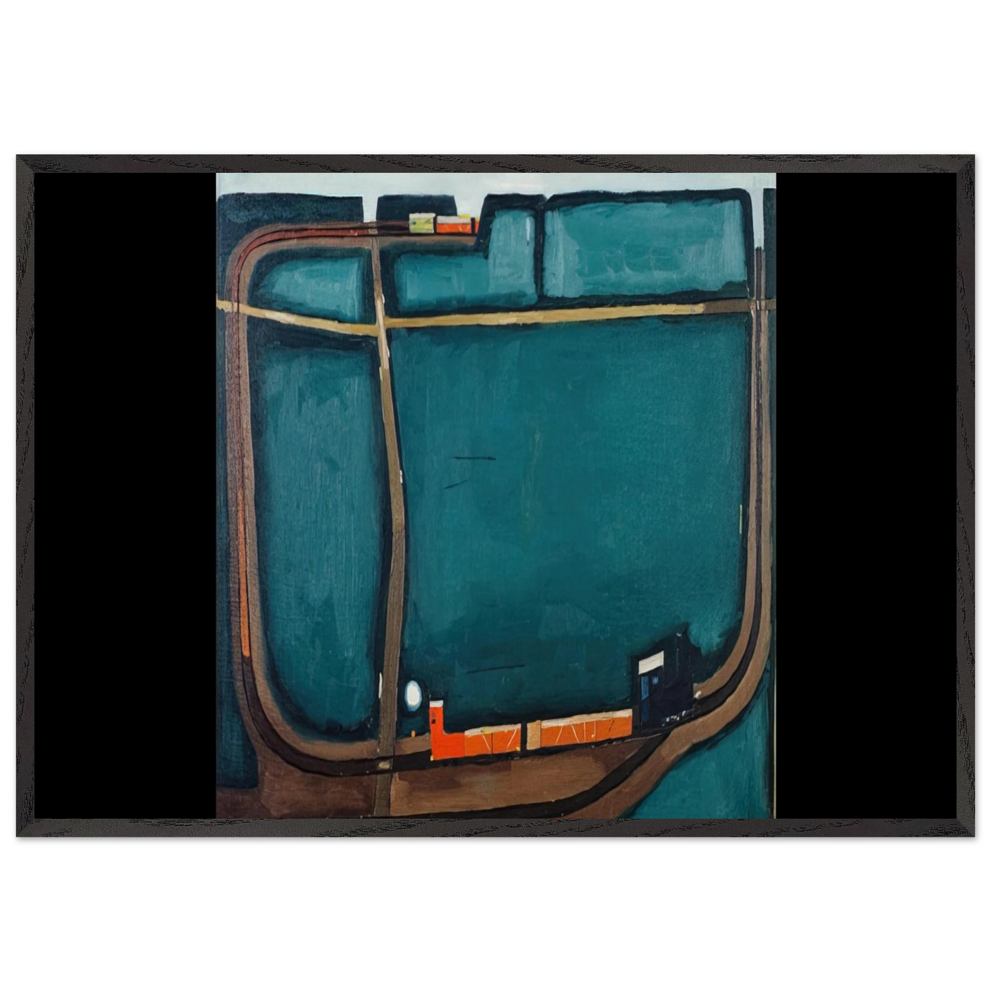 NARROW GAUGE RAILWAY IN THE MOUNTAINS 1963 - Jerzy Nowosielski 70x100 cm / 28x40 inches Framed Art Print – Black Wooden Frame