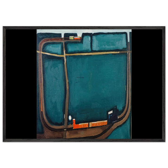 NARROW GAUGE RAILWAY IN THE MOUNTAINS 1963 - Jerzy Nowosielski 70x100 cm / 28x40 inches Framed Art Print – Black Wooden Frame