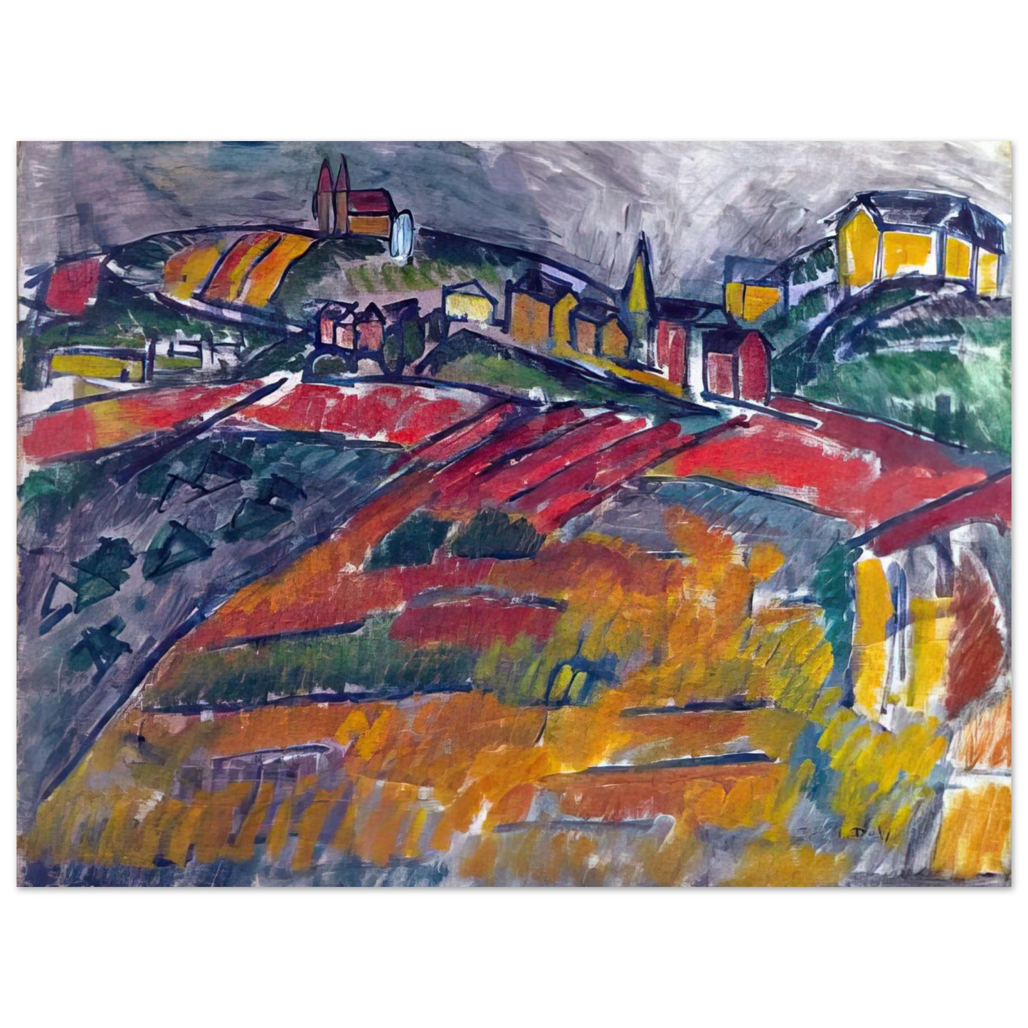 Raoul Dufy - LANDSCAPE WITH RED AND YELLOW  75x100 cm / 30x40inches Fine Art Poster