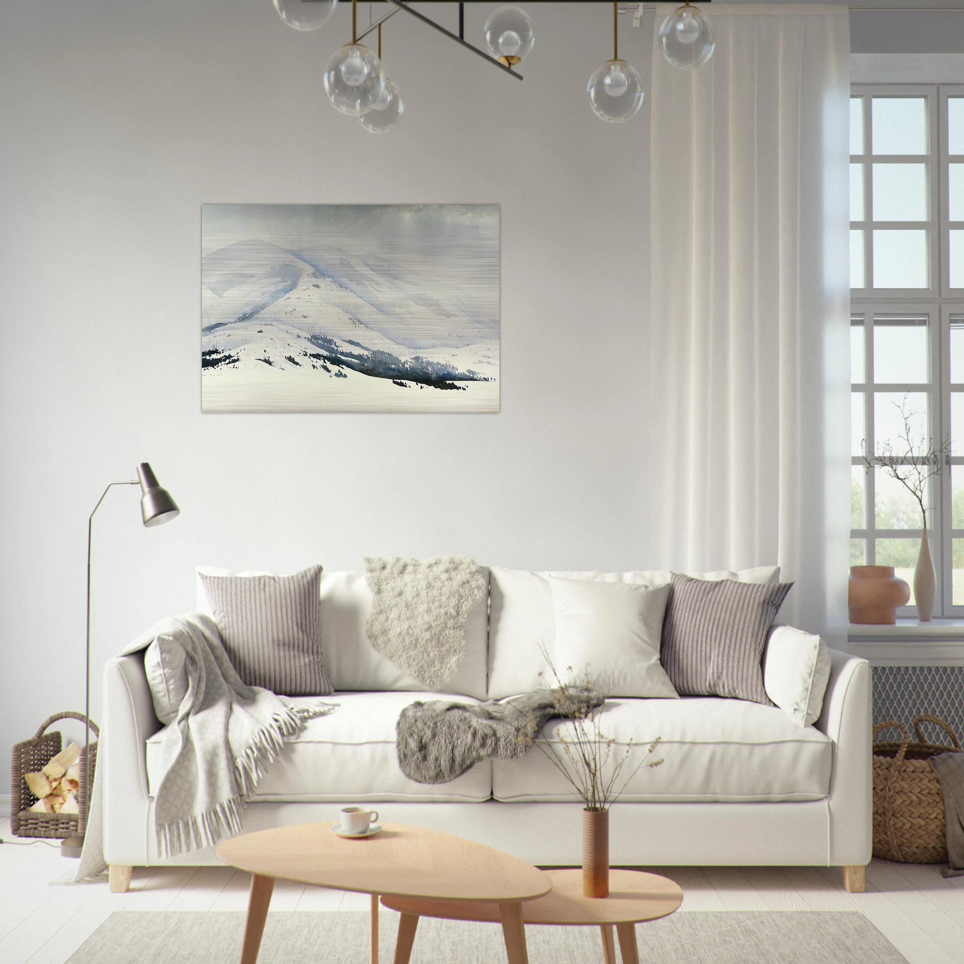 Snowy Mountain - Eyvind Earle Brushed Aluminum Print - 70x100 cm / 28x40 inches | Eyvind Earle Aluminum Print | Eyvind Earle Prints