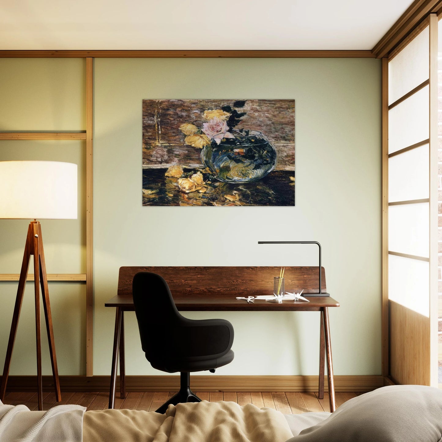 Roses in a Vase - Childe Hassam Brushed Aluminum Print - 70x100 cm / 28x40 inches | Childe Hassam Aluminum Print | Childe Hassam Prints