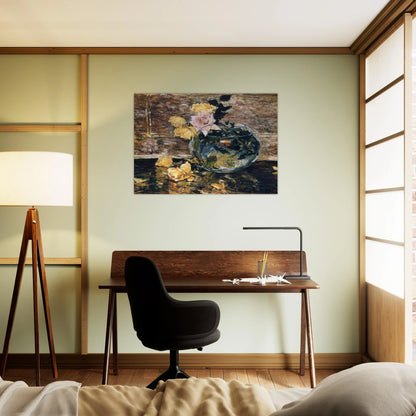 Roses in a Vase - Childe Hassam Brushed Aluminum Print - 70x100 cm / 28x40 inches | Childe Hassam Aluminum Print | Childe Hassam Prints