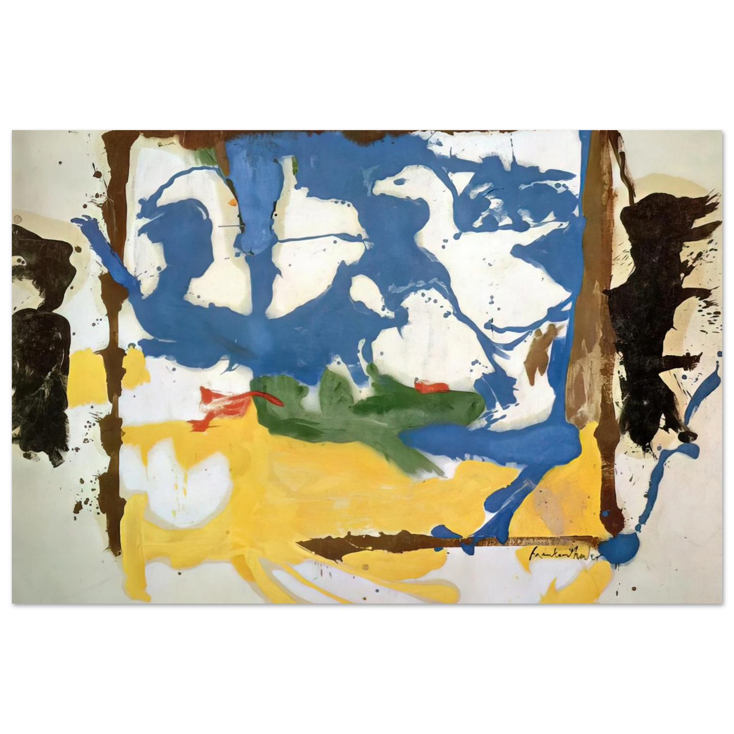 Helen Frankenthaler - Swan Lake #2 - 1961 Wall art - 15x20 cm / 6x8 inches - Premium Wooden Framed Poster With Fine Art Paper-canvas - Wood frame