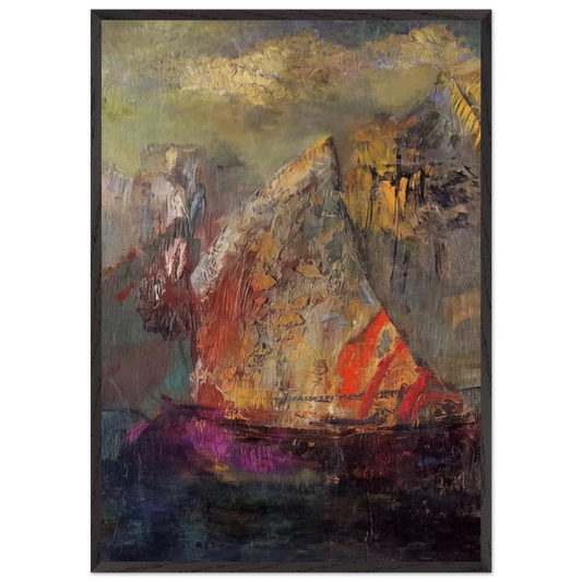 A BOAT 1 - Odilon Redon 70x100 cm / 28x40 inches Framed Art Print – Black Wooden Frame