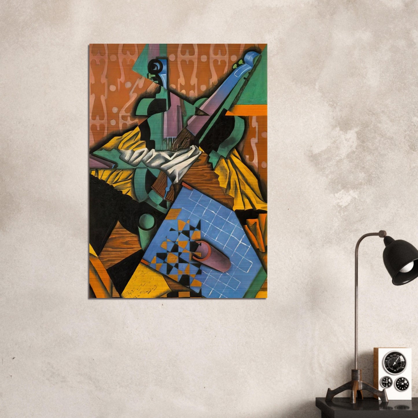 PHOTOGRAPH OF VIOLIN AND CHECKERBOARD 1913 - Juan Gris Brushed Aluminum Print - 70x100 cm / 28x40 inches | Juan Gris Aluminum Print | Juan Gris Prints