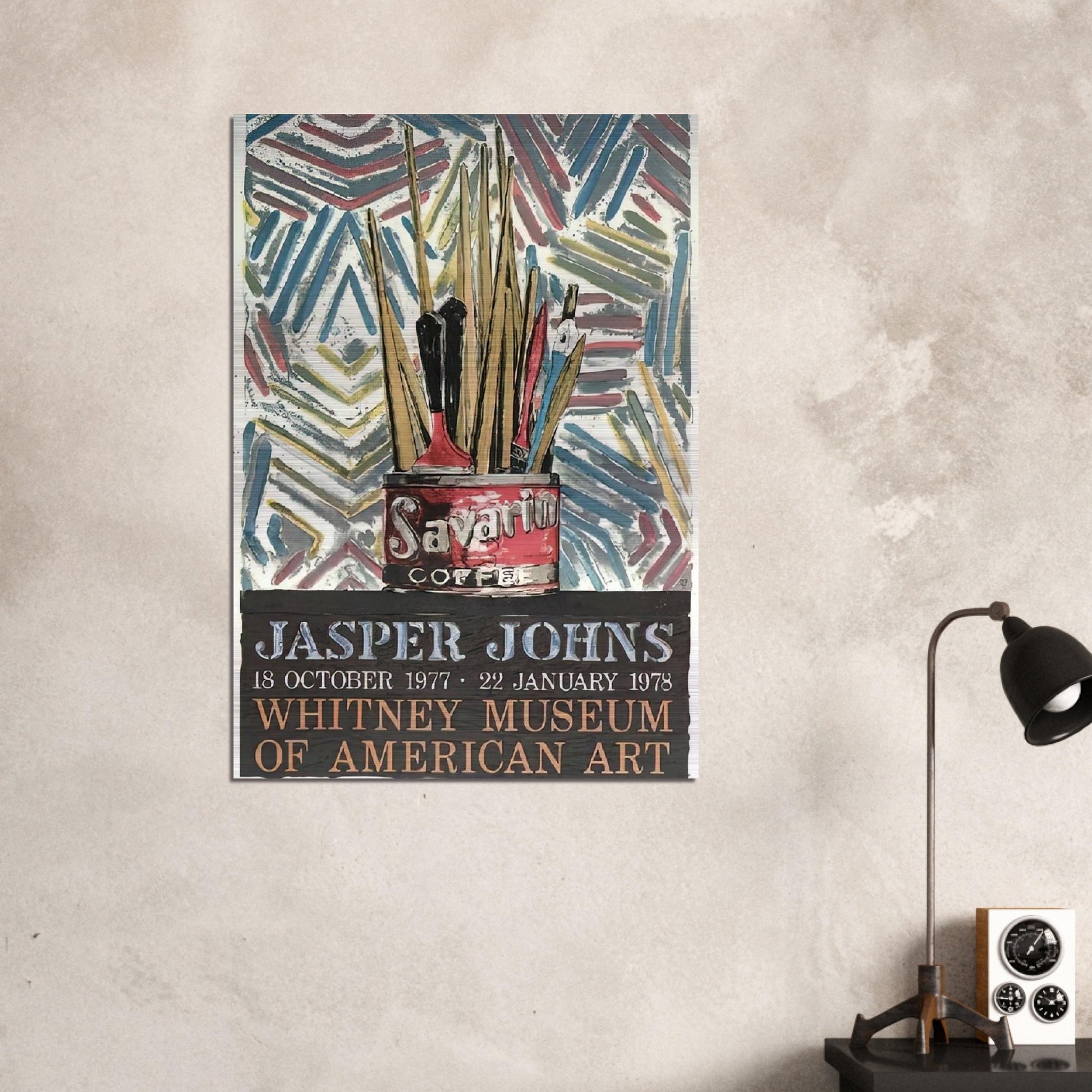 SAVARIN WHITNEY MUSEUM POSTER - Jasper Johns Brushed Aluminum Print - 70x100 cm / 28x40 inches | Jasper Johns Aluminum Print | Jasper Johns Prints