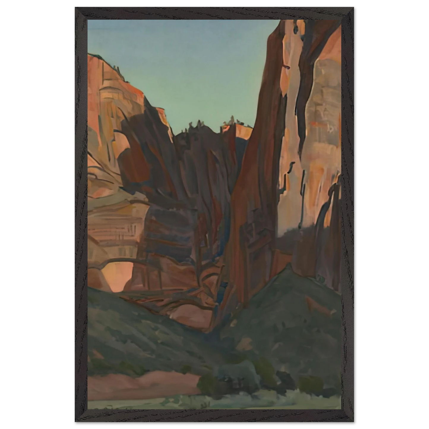 Maynard Dixon - NOTCH IN THE WALL ZION NATIONAL PARK AUGUST 1933 1933 Wall art - 50x70 cm / 20x28 inches - Premium Wooden Framed Poster With Fine Art Paper-canvas - Black frame
