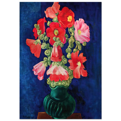 HOLLYHOCKS 1939 - Moise Kisling Brushed Aluminum Print - 70x100 cm / 28x40 inches | Moise Kisling Aluminum Print | Moise Kisling Prints