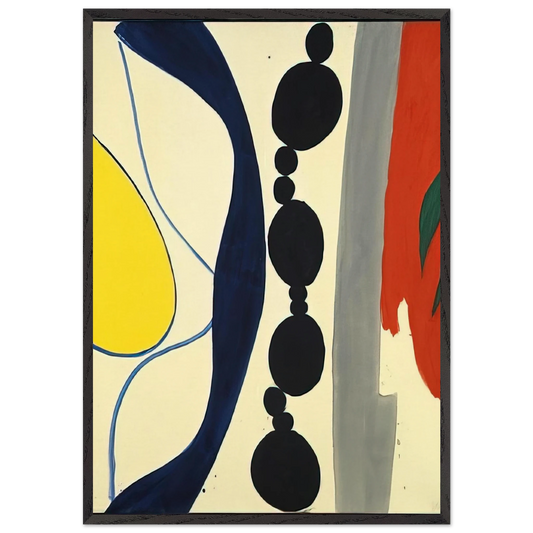 Schwarze Kette Grun zu Rot - 1966 - Ernst Wilhelm Nay 70x100 cm / 28x40 inches Framed Art Print – Black Wooden Frame