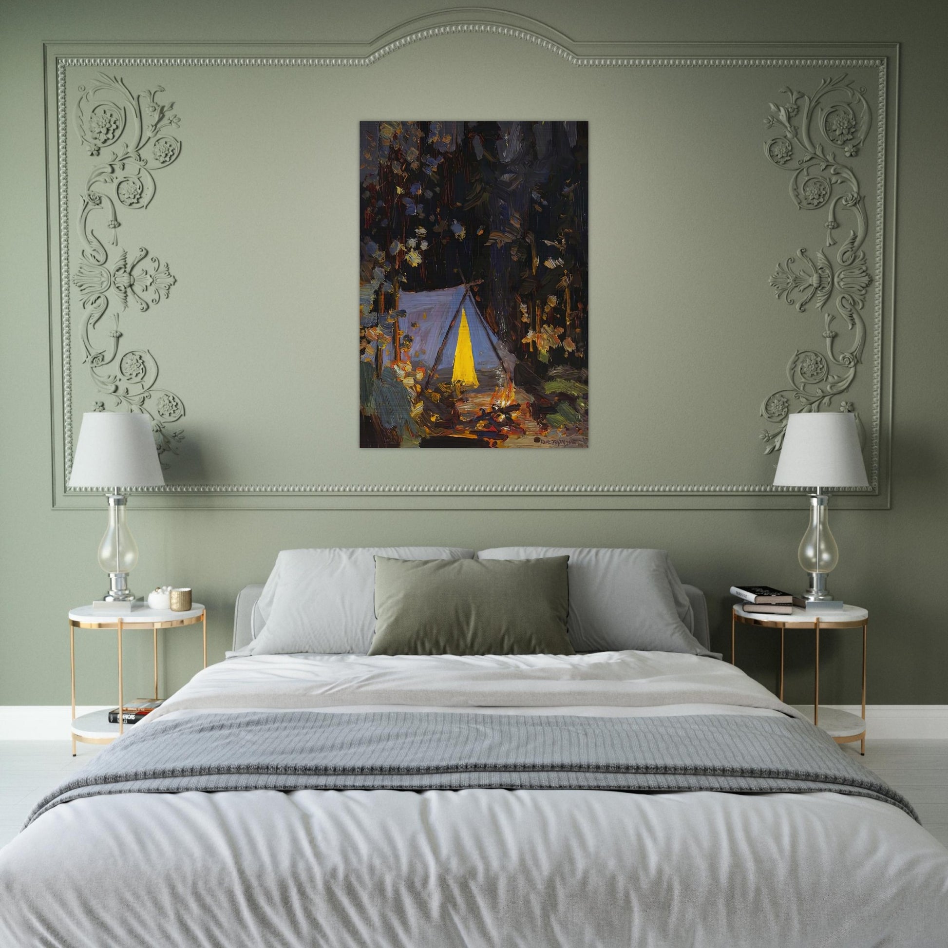 CAMPFIRE 1916 - Tom Thomson Brushed Aluminum Print - 70x100 cm / 28x40 inches | Tom Thomson Aluminum Print | Tom Thomson Prints