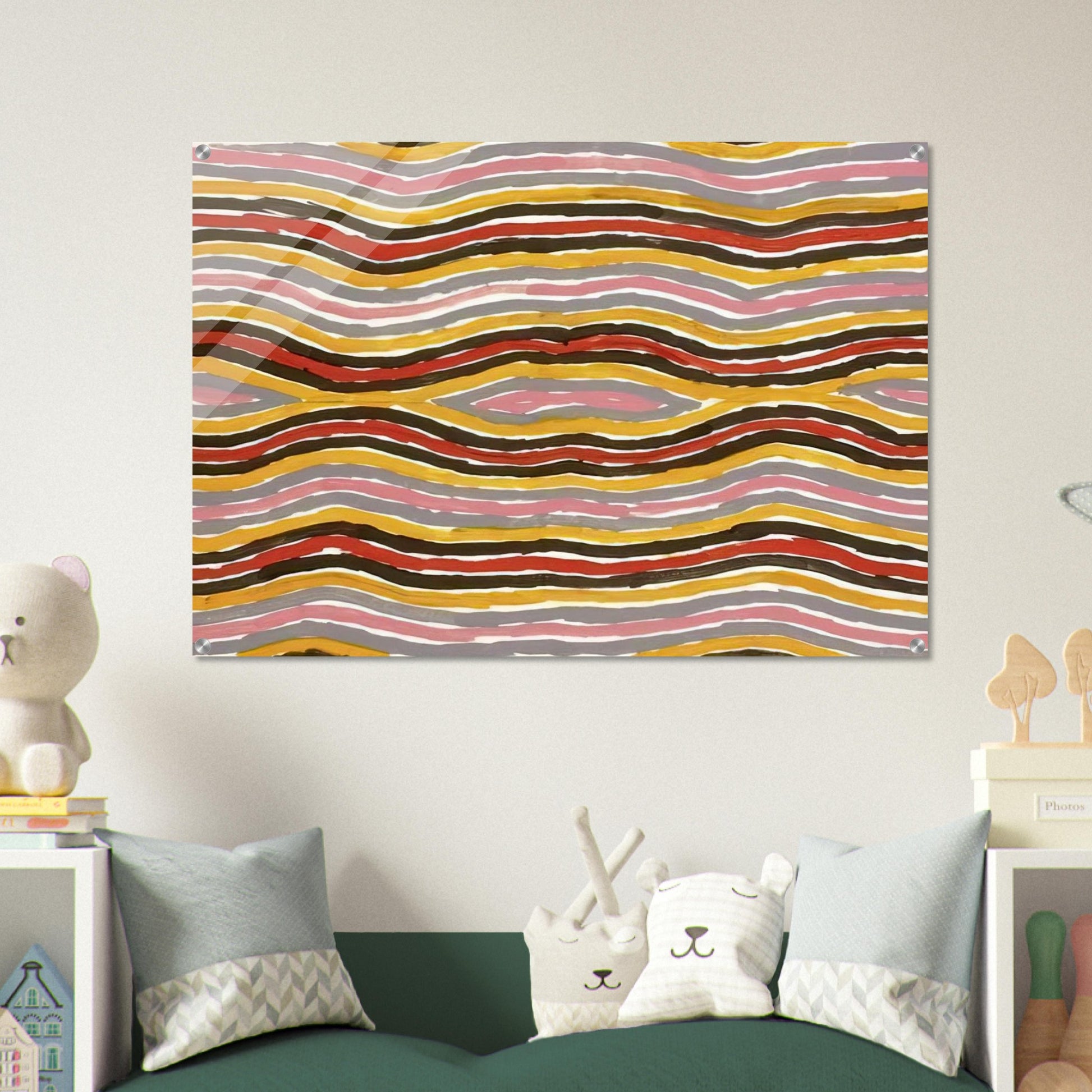 Floor Paint Lake Napperby - 2001 - Clifford Possum Tjapaltjarri Acrylic Print - 70x100 cm / 28x40″ inches | Clifford Possum Tjapaltjarri Wall Art | Clifford Possum Tjapaltjarri Prints