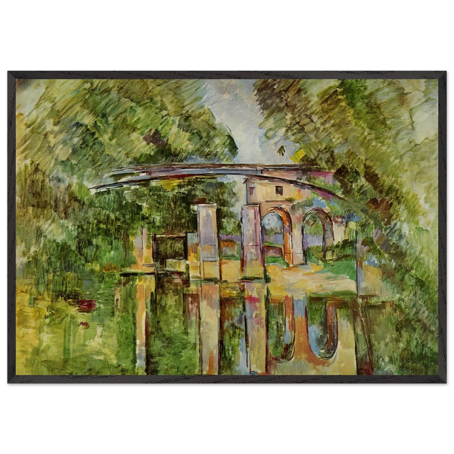 The Aqueduct and Lock - Paul Cezanne 70x100 cm / 28x40 inches Framed Art Print – Black Wooden Frame