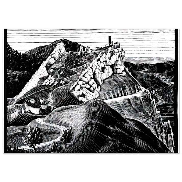 MC Escher - ESCHER (16) Wall Art - 21x29.7 cm / 8x12" - Premium Wooden Framed Poster With Fine Art Paper-canvas - White frame