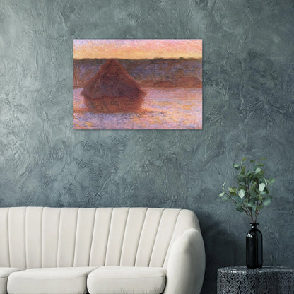 Haystacks at Sunset, Frosty Weather - claude monet Brushed Aluminum Print - 70x100 cm / 28x40 inches | claude monet Aluminum Print | claude monet Prints