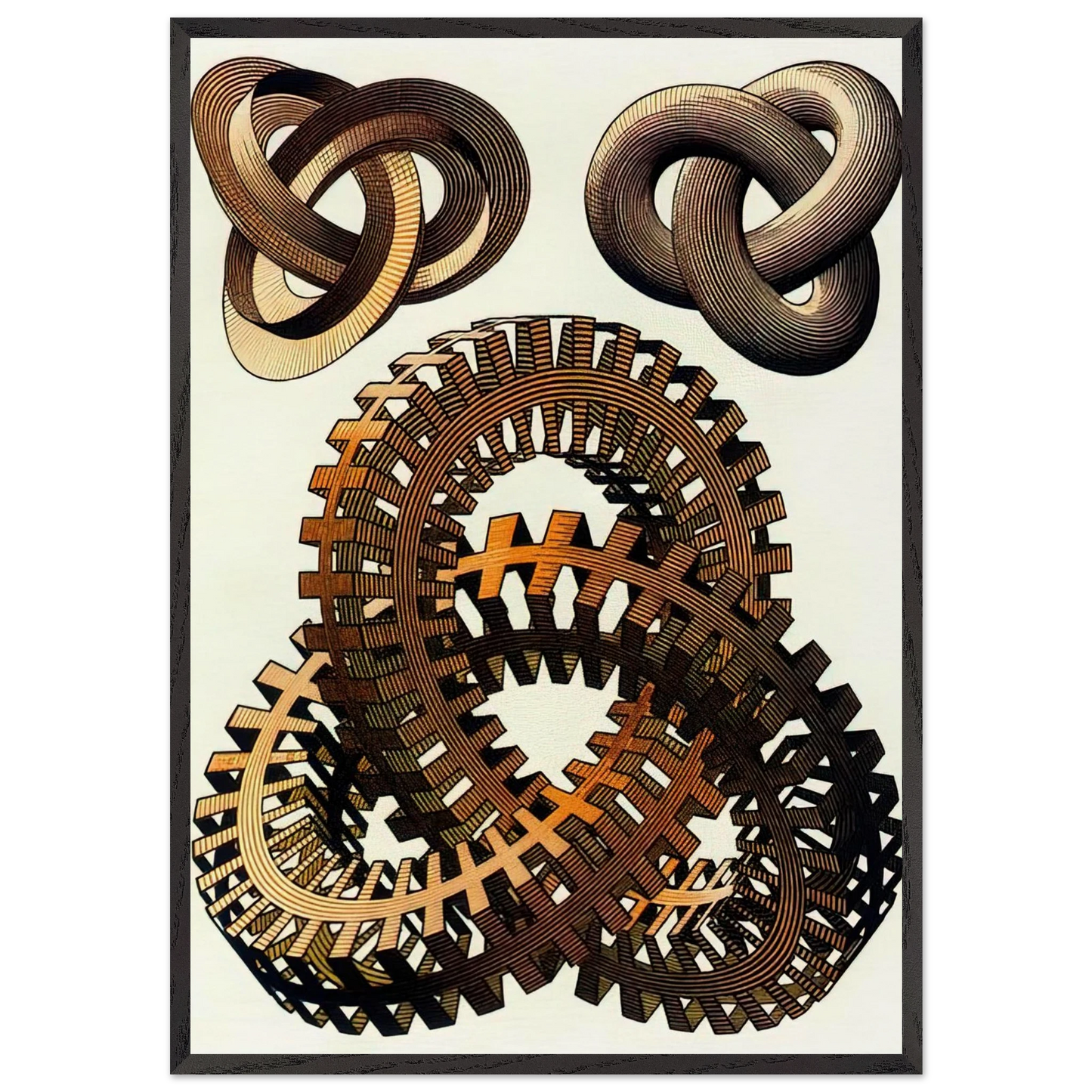 KNOTS COLOUR - MC Escher 70x100 cm / 28x40 inches Framed Art Print – Black Wooden Frame | Maurits Cornelis Escher Prints