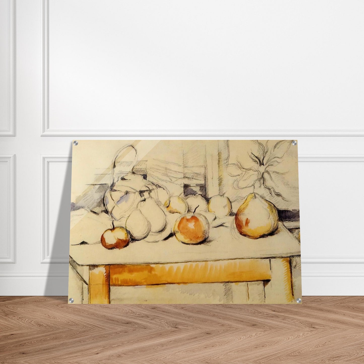 Pot of Ginger and Fruits on a Table - Paul Cézanne Acrylic Print - 70x100 cm / 28x40″ inches