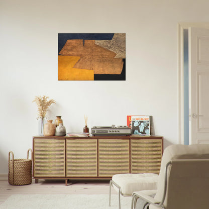 Composition jaune, mauve, bleu et noir La table d'or - 1952 - Serge Poliakoff Brushed Aluminum Print - 70x100 cm / 28x40 inches | Serge Poliakoff Aluminum Print | Serge Poliakoff Prints