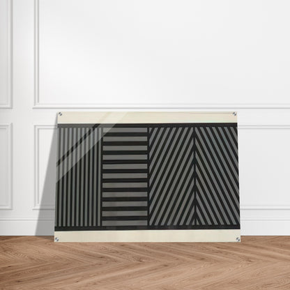 Bands of Lines One Inch Wide in Four Directions in Black and Gray - Sol LeWitt Acrylic Print - 70x100 cm / 28x40″ inches