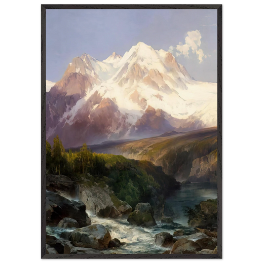 The Teton Range - Thomas Moran 70x100 cm / 28x40 inches Framed Art Print – Black Wooden Frame