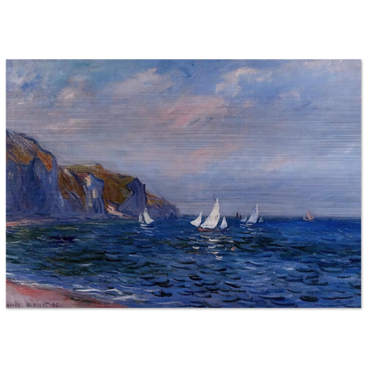 Cliffs and Sailboats at Pourville - claude monet Brushed Aluminum Print - 70x100 cm / 28x40 inches | claude monet Aluminum Print | claude monet Prints