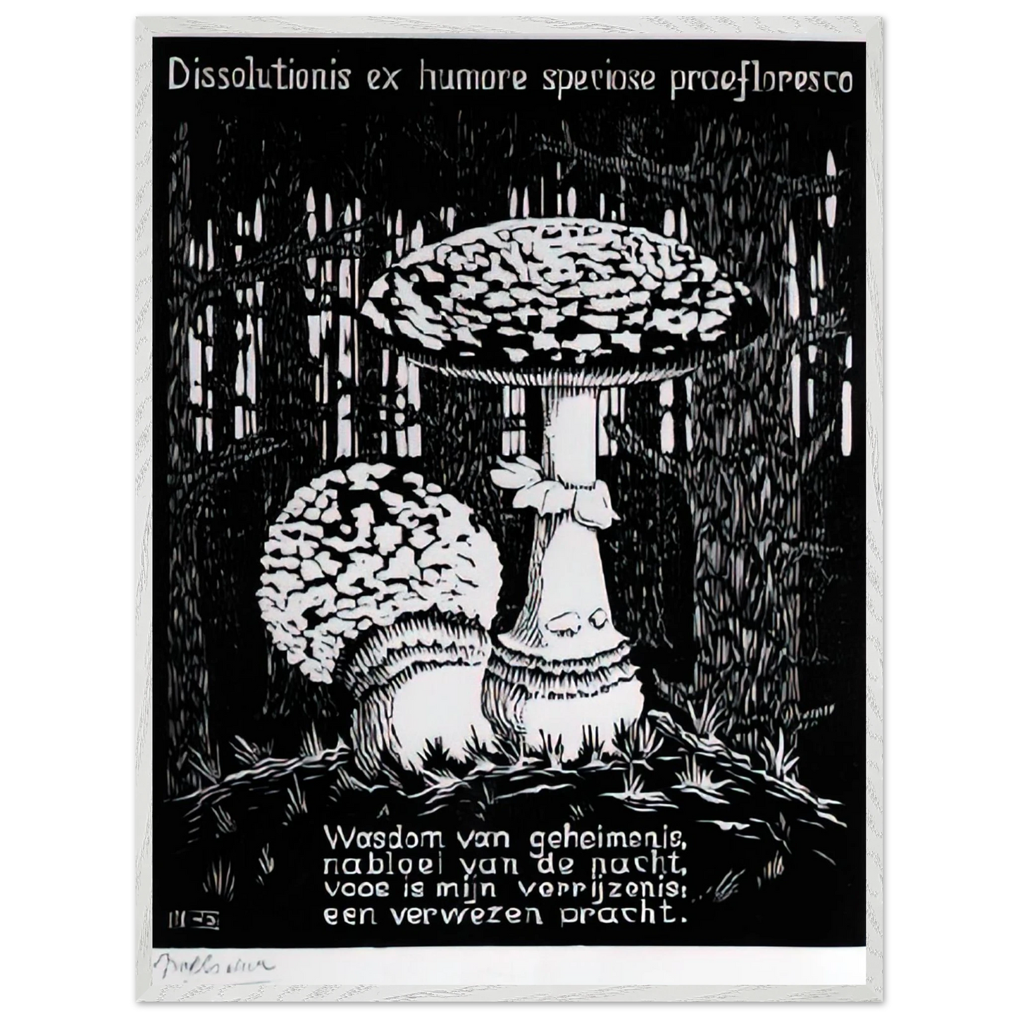 MC Escher - EMBLEMATA TOADSTOOL Wall Art - 60x80 cm / 24x32 inches - Premium Wooden Framed Poster With Fine Art Paper-canvas - White frame