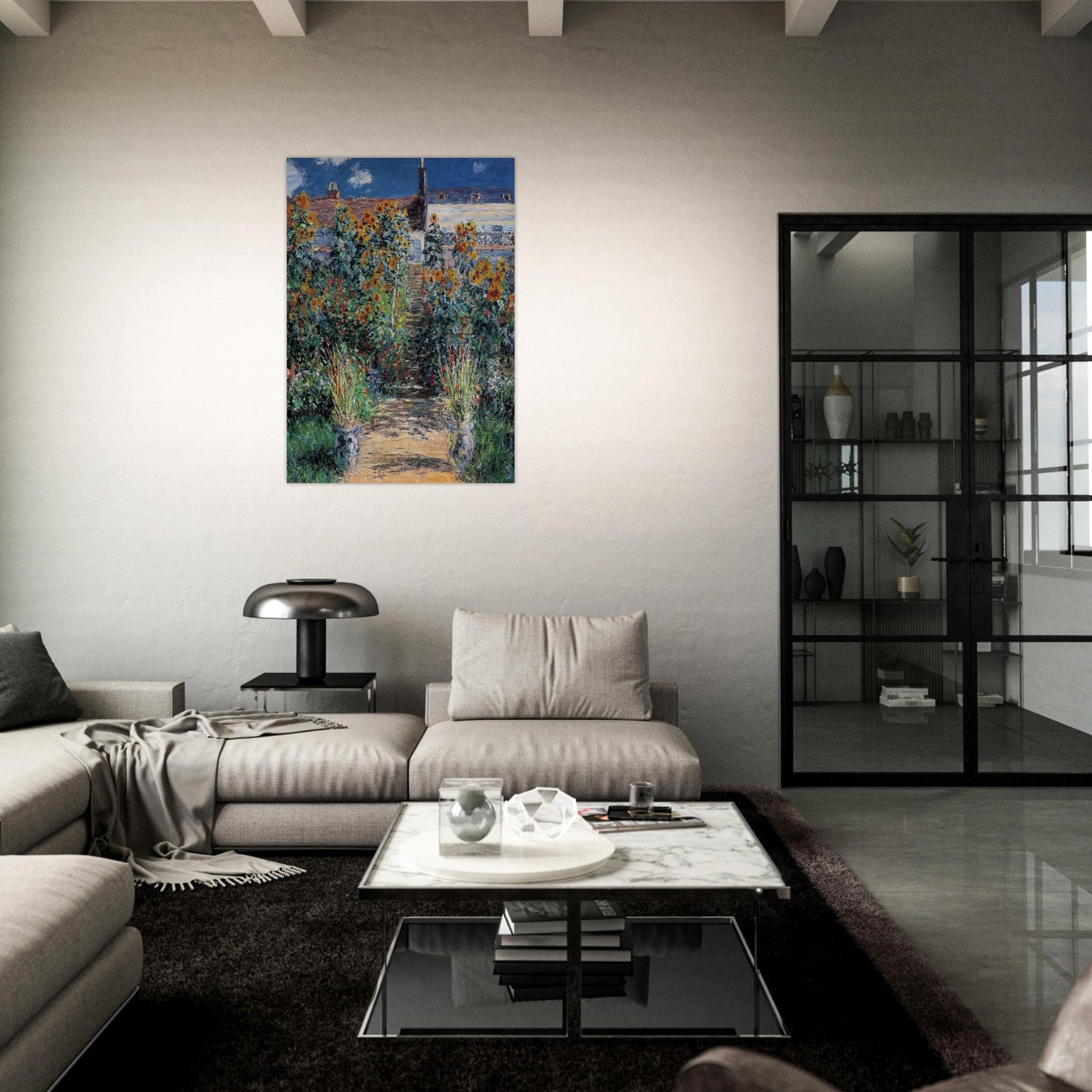The Garden at Vetheuil - claude monet Brushed Aluminum Print - 70x100 cm / 28x40 inches | claude monet Aluminum Print | claude monet Prints