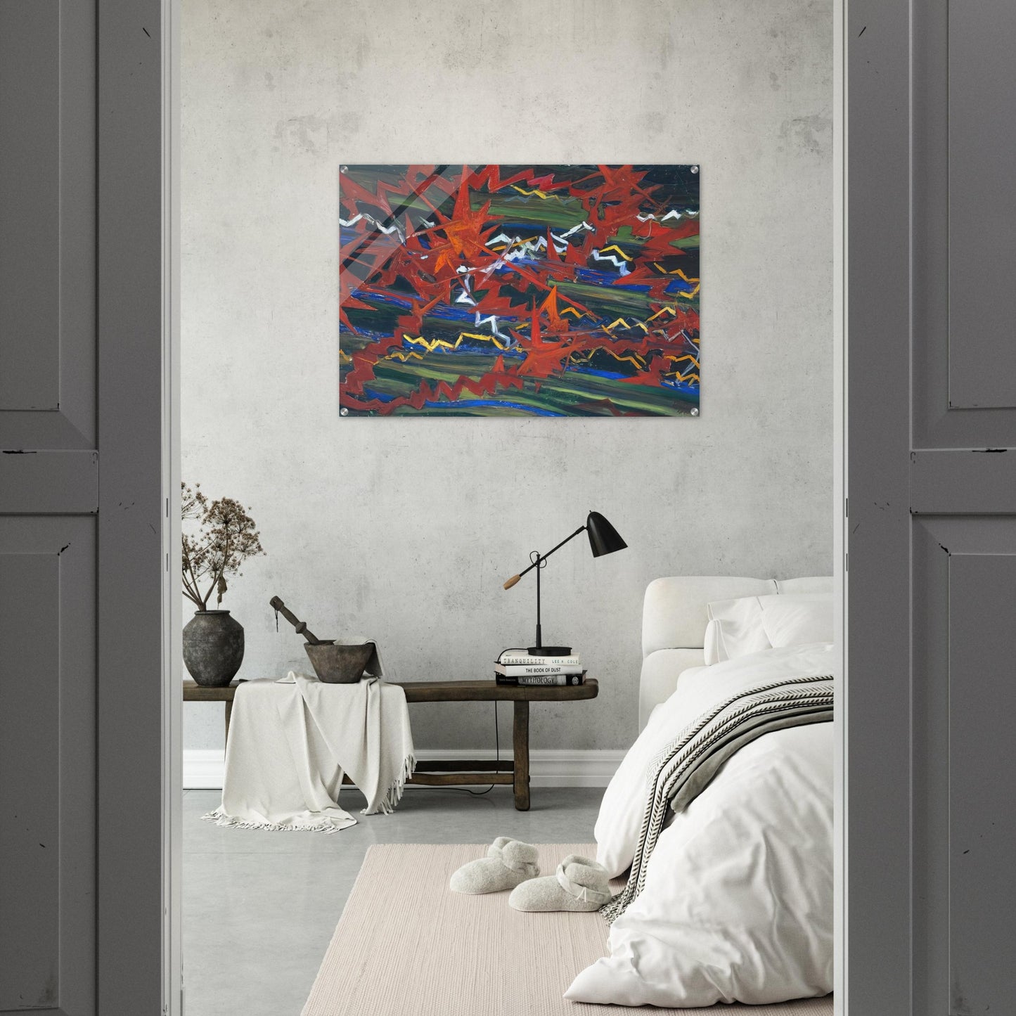 Explosion of Red on Green - Gerardo Dottori Acrylic Print - 70x100 cm / 28x40″ inches
