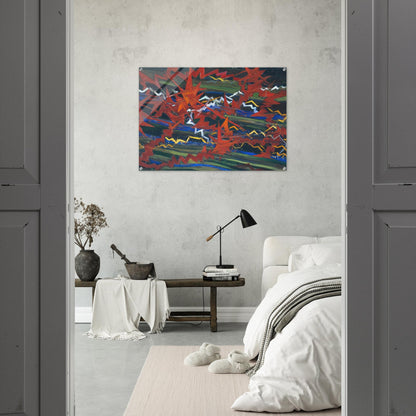 Explosion of Red on Green - Gerardo Dottori Acrylic Print - 70x100 cm / 28x40″ inches