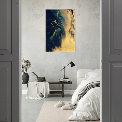 Jeweled Coast - Eyvind Earle Brushed Aluminum Print - 70x100 cm / 28x40 inches | Eyvind Earle Aluminum Print | Eyvind Earle Prints