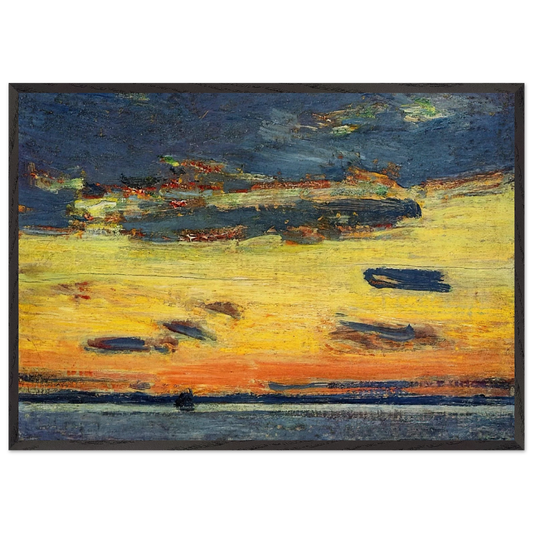 Sunset on the Sea - Childe Hassam 70x100 cm / 28x40 inches Framed Art Print – Black Wooden Frame