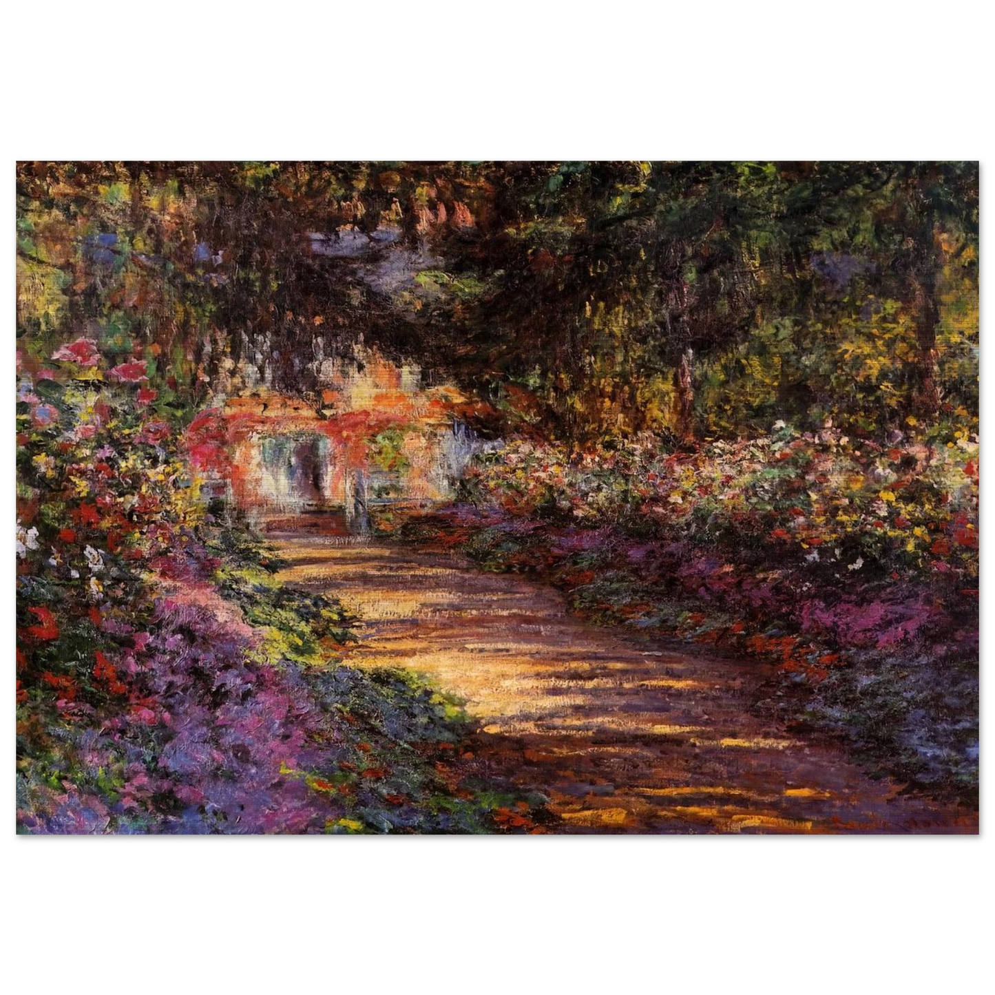 Pathway in Monet's Garden at Giverny - claude monet Brushed Aluminum Print - 70x100 cm / 28x40 inches | claude monet Aluminum Print | claude monet Prints