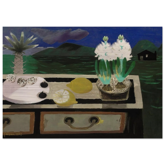 The White Hyacinth - 1984 - Mary Fedden Brushed Aluminum Print - 70x100 cm / 28x40 inches | Mary Fedden Aluminum Print | Mary Fedden Prints