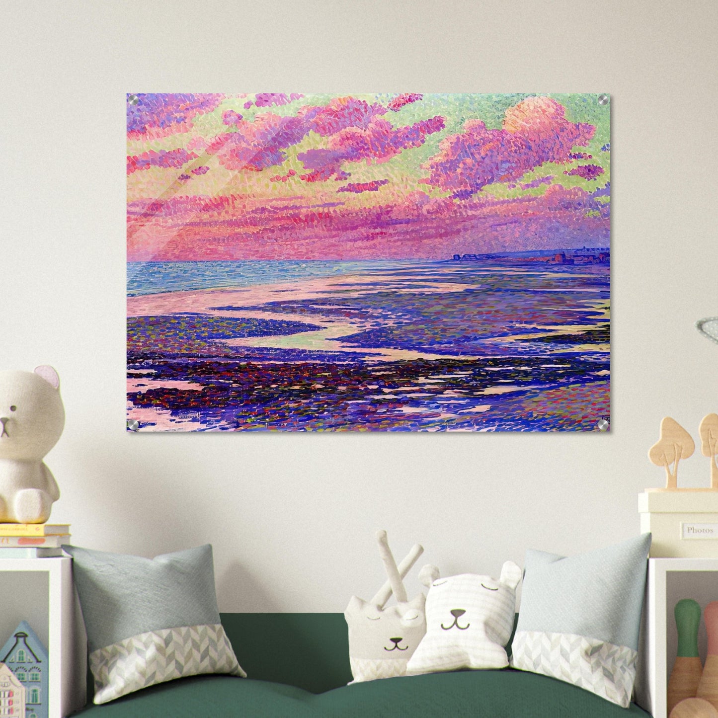 THE BEACH AT AMBLETEUSE AT LOW TIDE 1900 - Theo van Rysselberghe Acrylic Print - 70x100 cm / 28x40″ inches