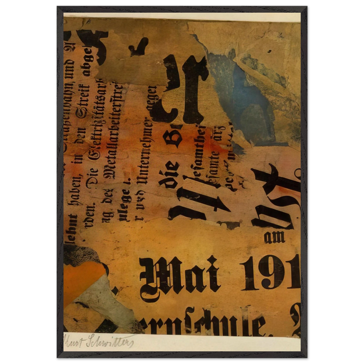 MAI 191 1919 - Kurt Schwitters 70x100 cm / 28x40 inches Framed Art Print – Black Wooden Frame