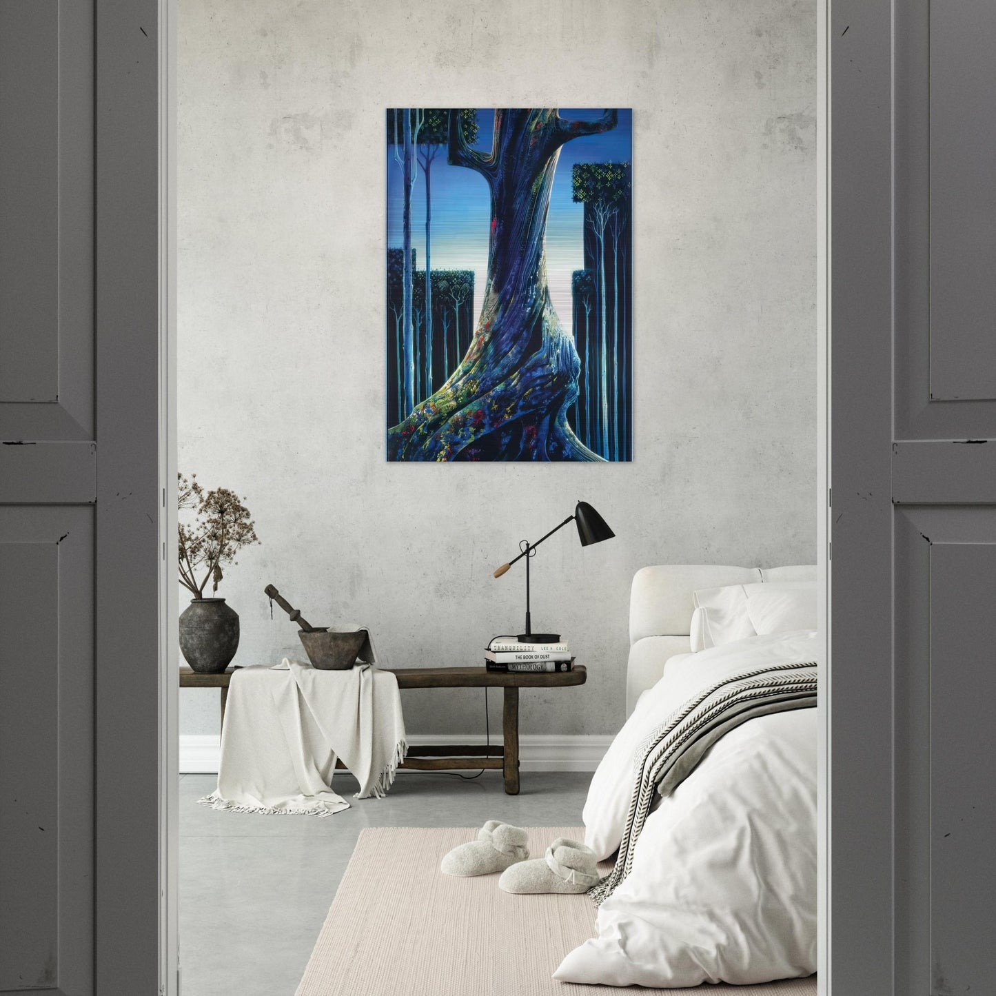 Medieval Forest - Eyvind Earle Brushed Aluminum Print - 70x100 cm / 28x40 inches | Eyvind Earle Aluminum Print | Eyvind Earle Prints
