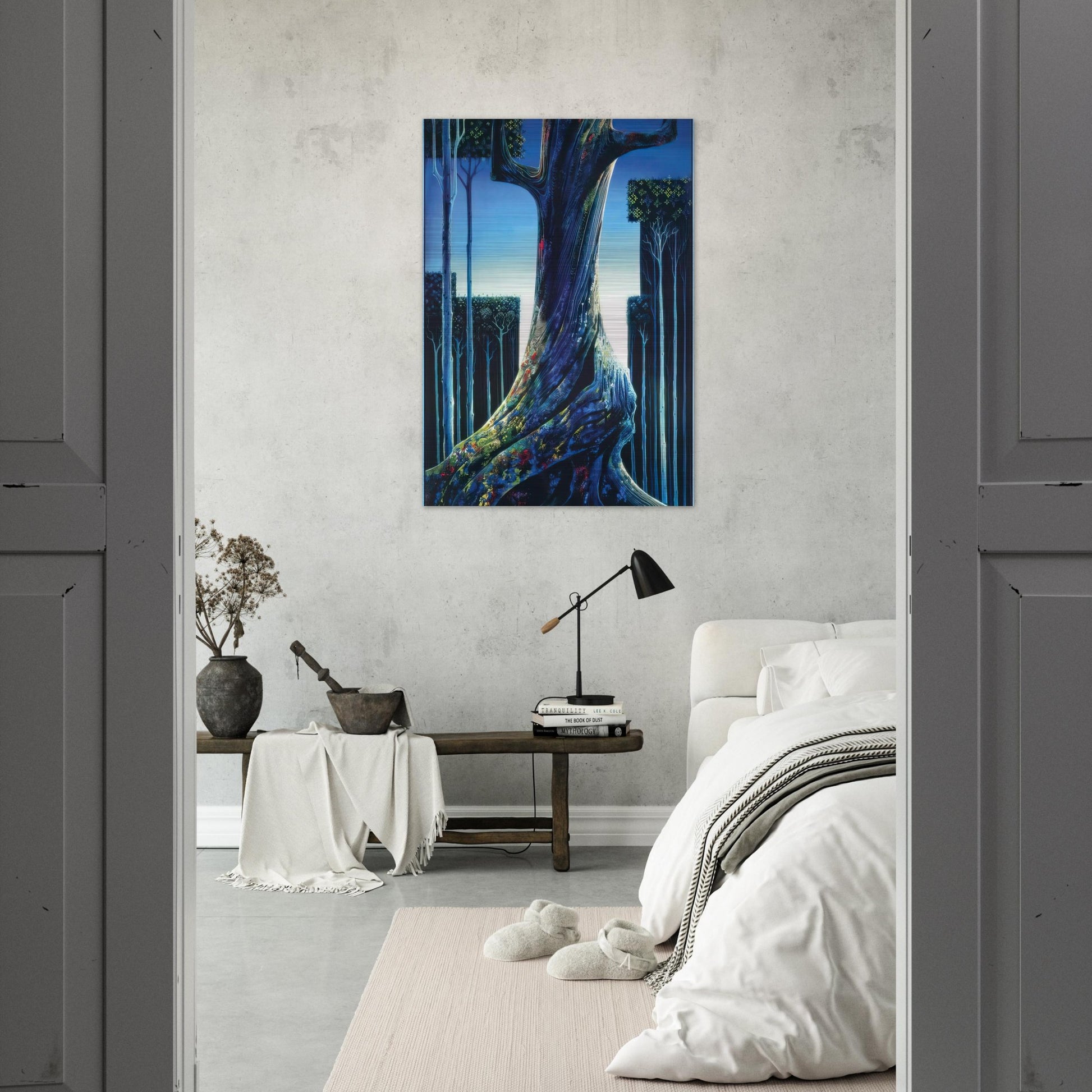 Medieval Forest - Eyvind Earle Brushed Aluminum Print - 70x100 cm / 28x40 inches | Eyvind Earle Aluminum Print | Eyvind Earle Prints