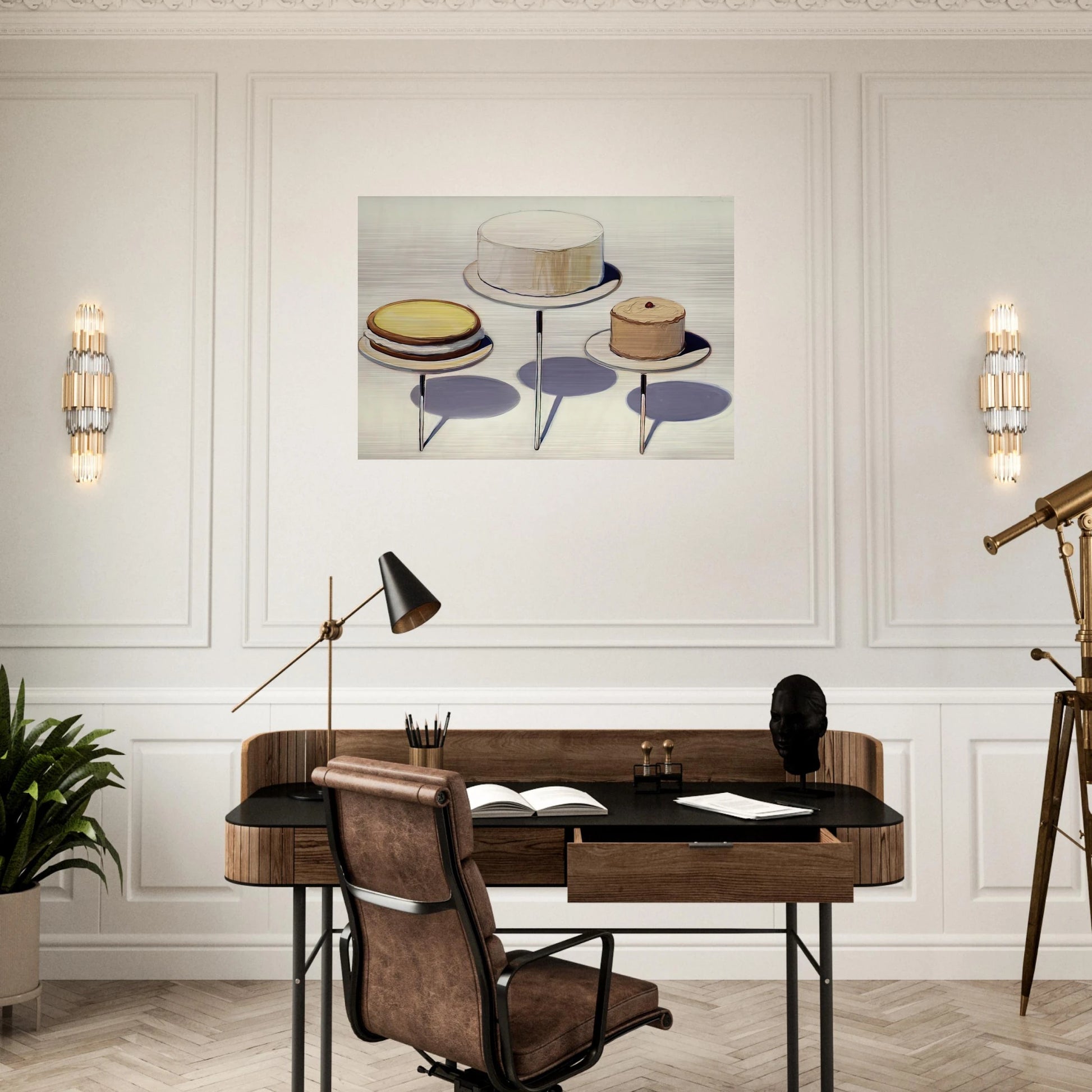 Display Cakes - 1963 - Wayne Thiebaud Brushed Aluminum Print - 70x100 cm / 28x40 inches | Wayne Thiebaud Aluminum Print | Wayne Thiebaud Prints