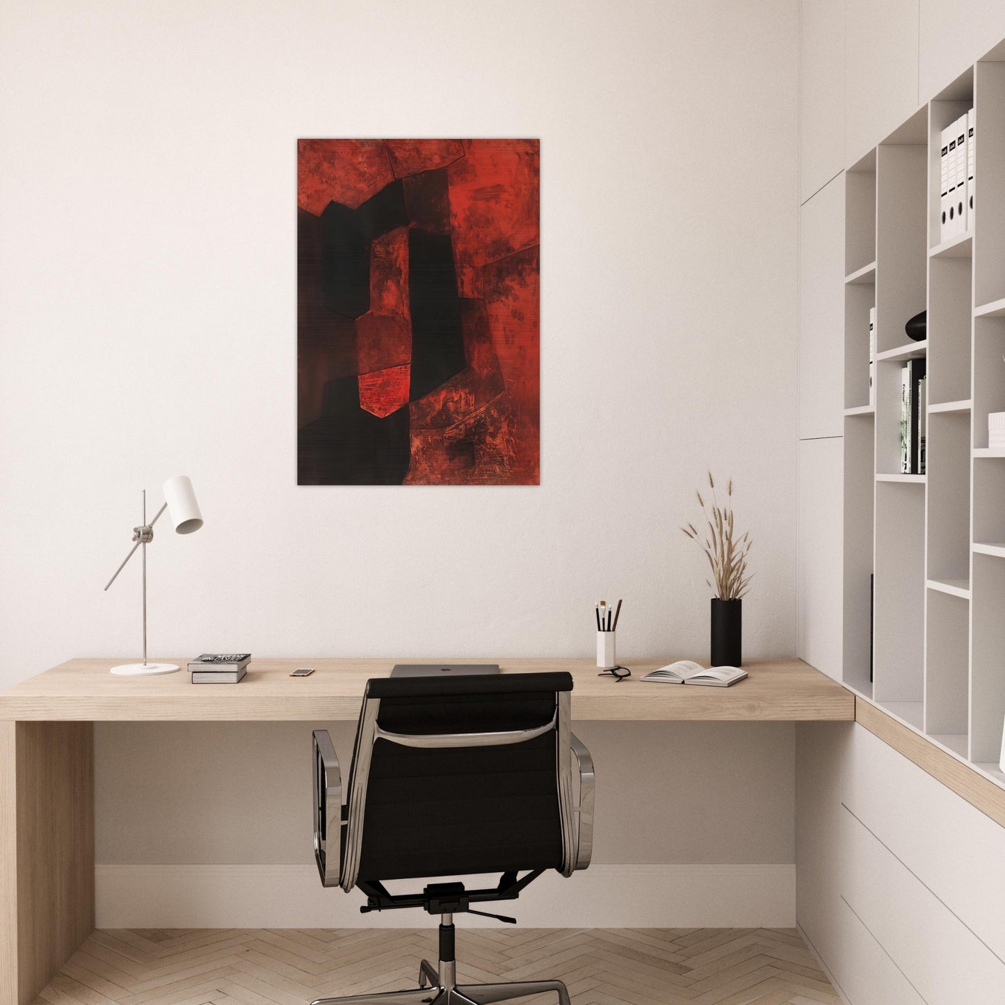 Composition brune et rouge - 1964 - Serge Poliakoff Brushed Aluminum Print - 70x100 cm / 28x40 inches | Serge Poliakoff Aluminum Print | Serge Poliakoff Prints