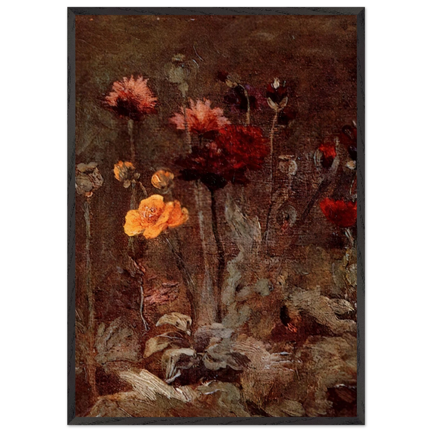 Still Life with Scabiosa and Ranunculus - Vincent van Gogh 70x100 cm / 28x40 inches Framed Art Print – Black Wooden Frame