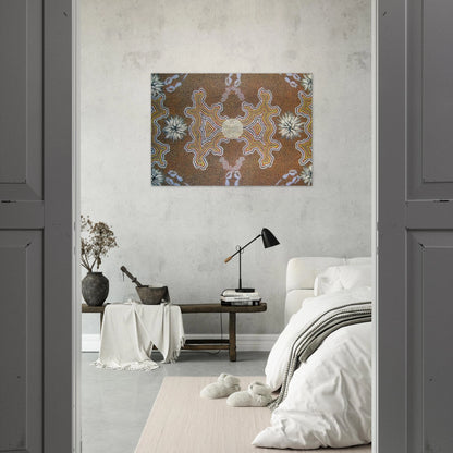 Men's Dreaming - 1994 - Clifford Possum Tjapaltjarri Brushed Aluminum Print - 70x100 cm / 28x40 inches | Clifford Possum Tjapaltjarri Aluminum Print | Clifford Possum Tjapaltjarri Prints
