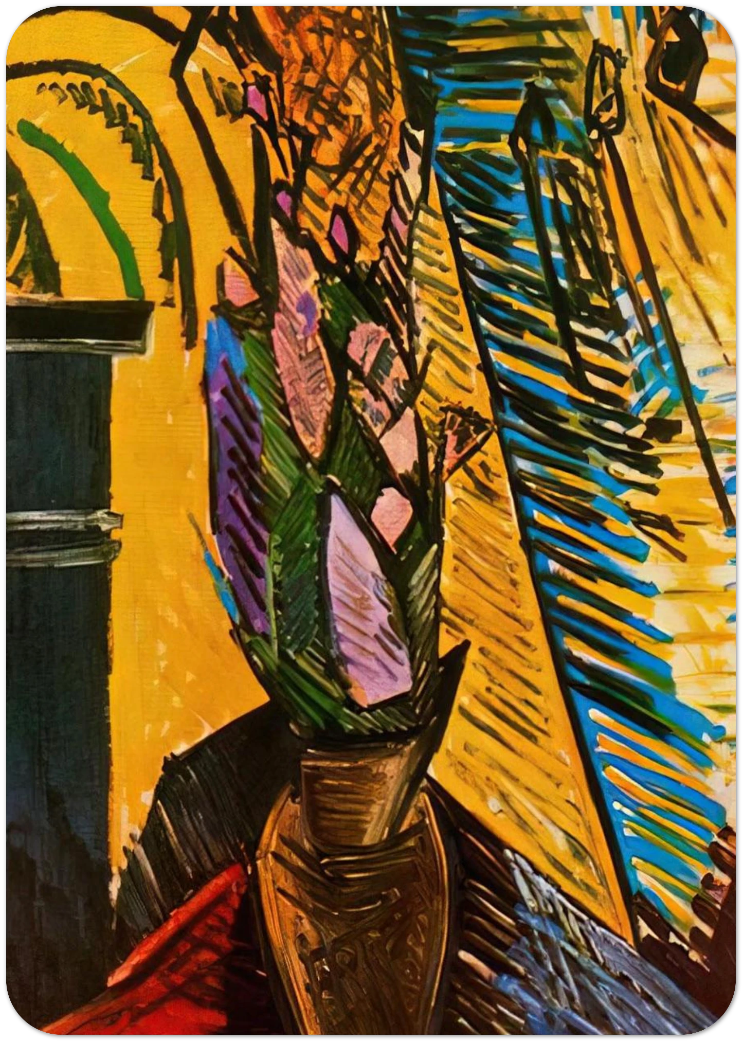 Flowers on the table By Pablo Picasso Pack of 10 Post Cards | Pablo Picasso Post Cards | A6 (10.5 x 14.8 cm) - 4.1 x 5.8 inches