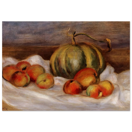 Still Life with Cantalope and Peaches - Pierre-Auguste Renoir Brushed Aluminum Print - 70x100 cm / 28x40 inches | Pierre-Auguste Renoir Aluminum Print | Pierre-Auguste Renoir Prints