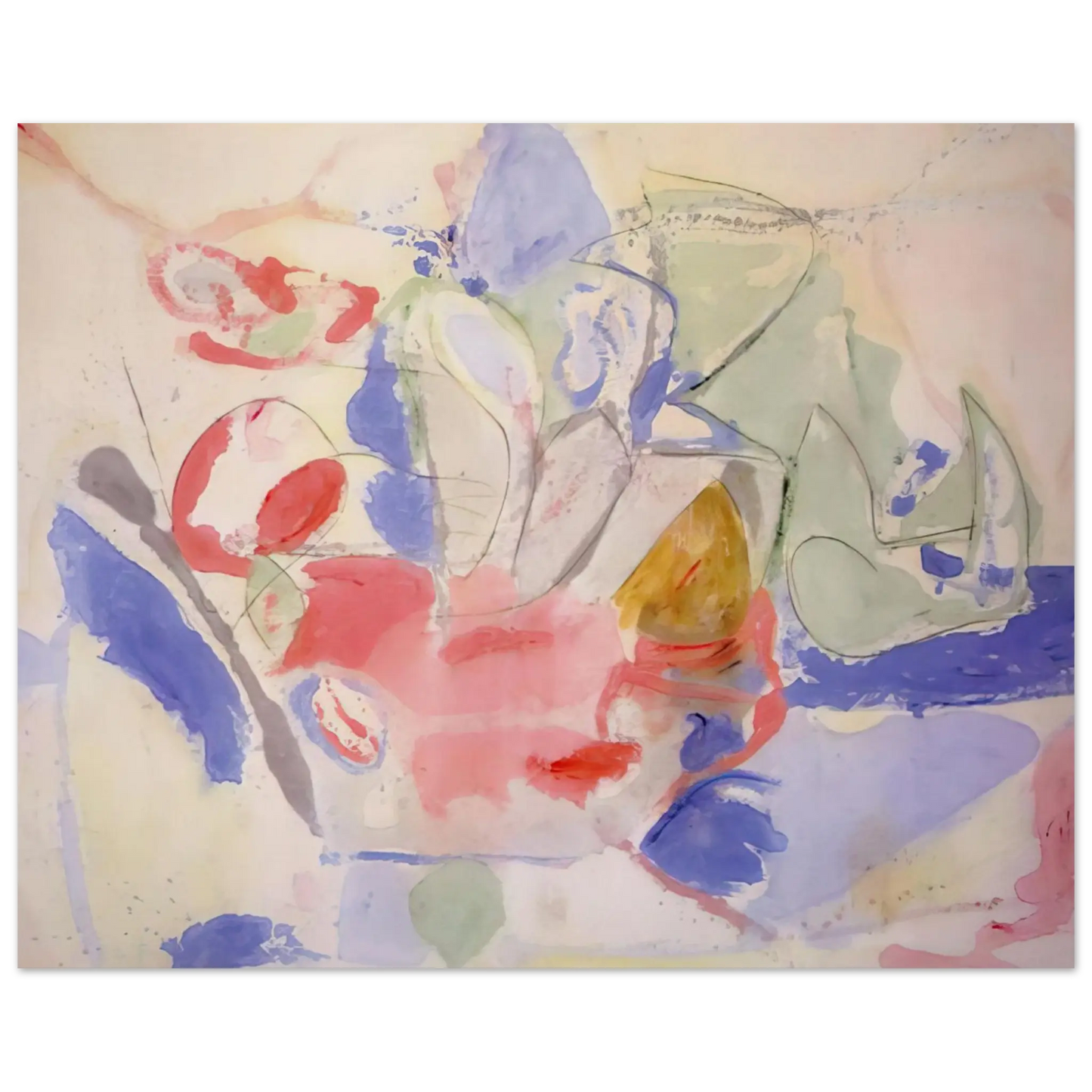Helen Frankenthaler - Mountains and Sea - 1952 Wall art - A2 (42 x 59.4  cm) - Premium Wooden Framed Poster With Fine Art Paper - White frame