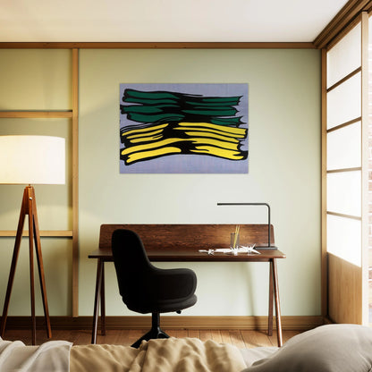 YELLOW AND GREEN BRUSHSTROKES 1966 0 - Roy Lichtenstein Brushed Aluminum Print - 70x100 cm / 28x40 inches | Roy Lichtenstein Aluminum Print | Roy Lichtenstein Prints