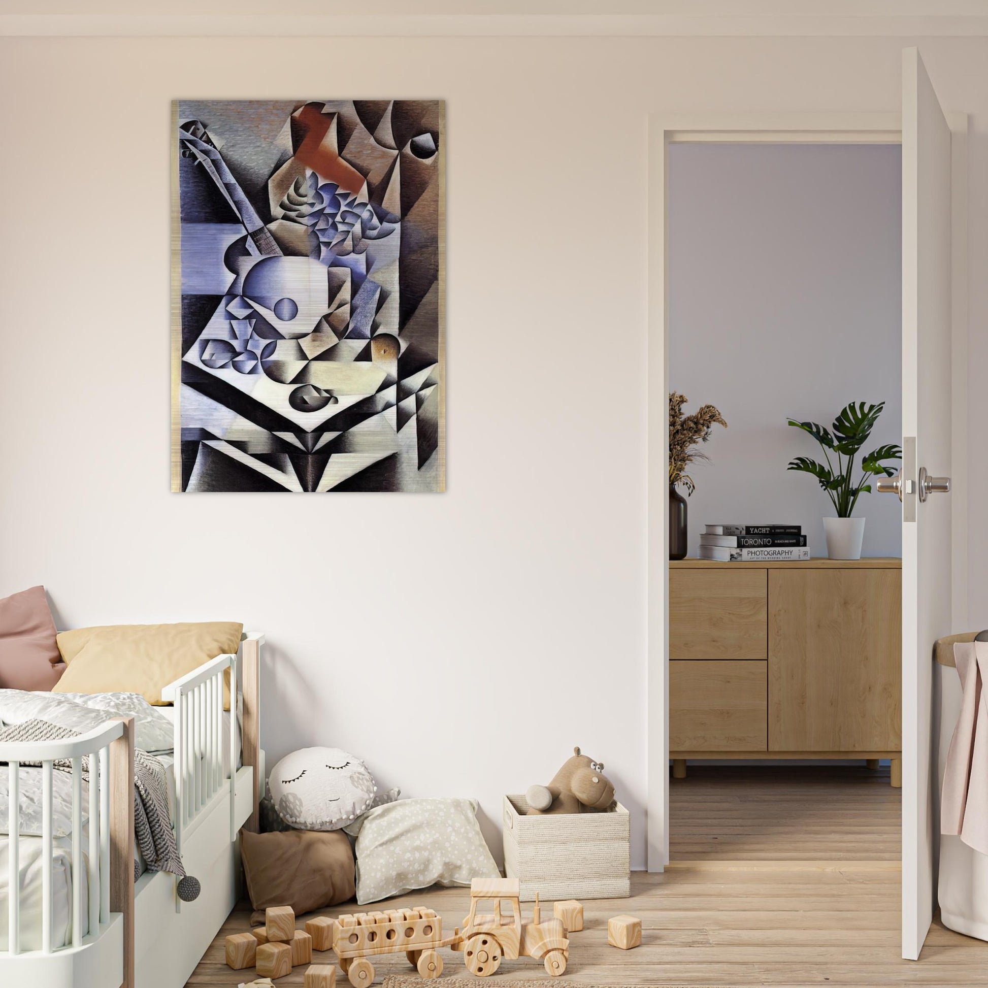 STILL LIFE WITH FLOWERS 1912 - Juan Gris Brushed Aluminum Print - 70x100 cm / 28x40 inches | Juan Gris Aluminum Print | Juan Gris Prints